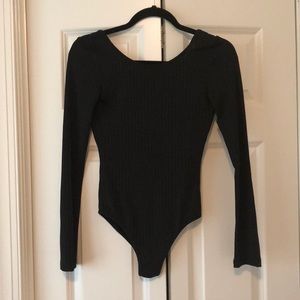 Low back black body suit